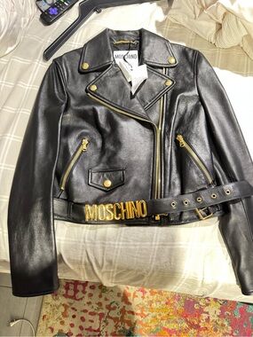 Moschino | Jackets & Coats | Hm X Moschino Collab Gold Leather